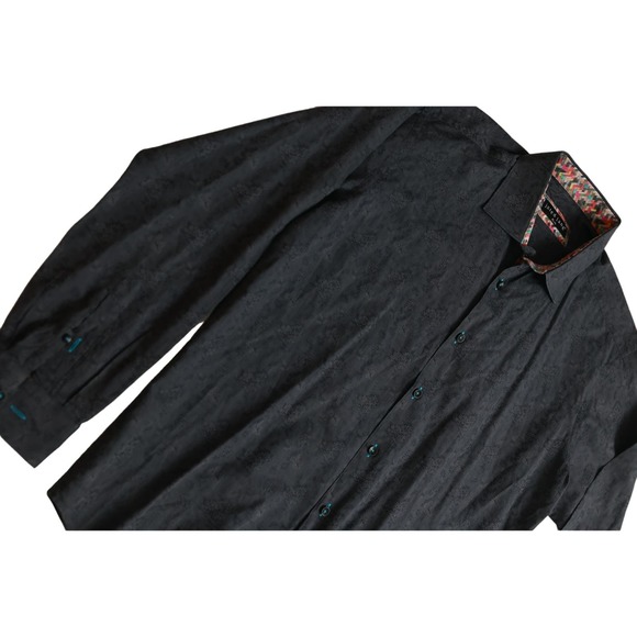 Jared Lang all over floral print black XL Button Down shirt - Picture 1 of 8